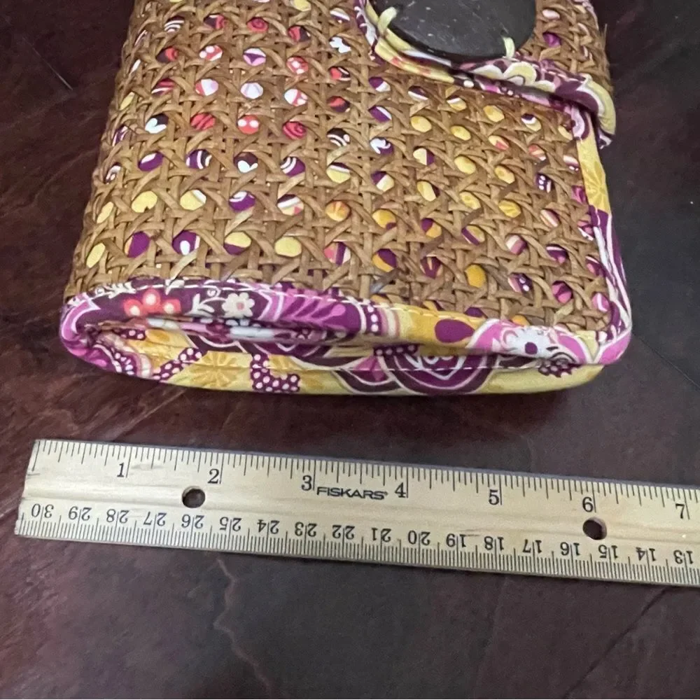 Vera Bradley Tiki Clutch in Bali Gold Pattern Yellow Tan Pink Orange
